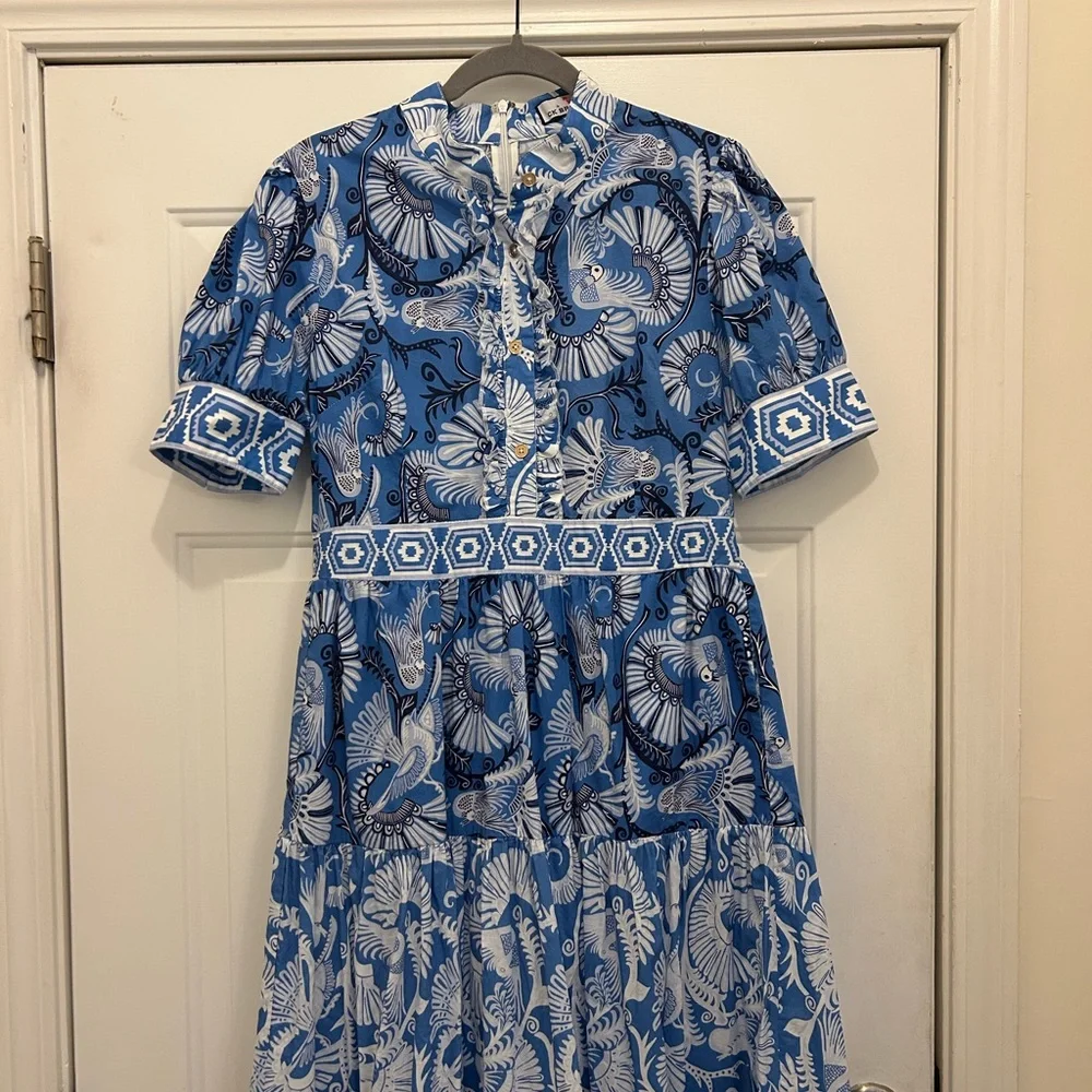 CK Bradley Annabelle Dress Size L Blue Floral Maxi Dress - Picture 4 of 10